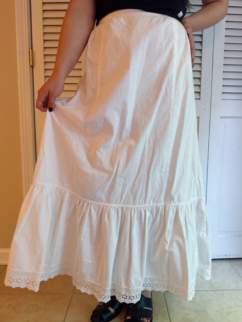Vintage Pleated Lace White Maxi Skirt Size 10